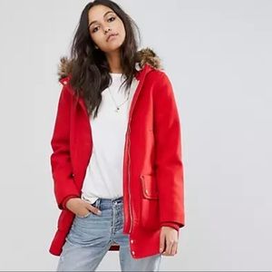 Abercrombie & Fitch Red Wool Coat
